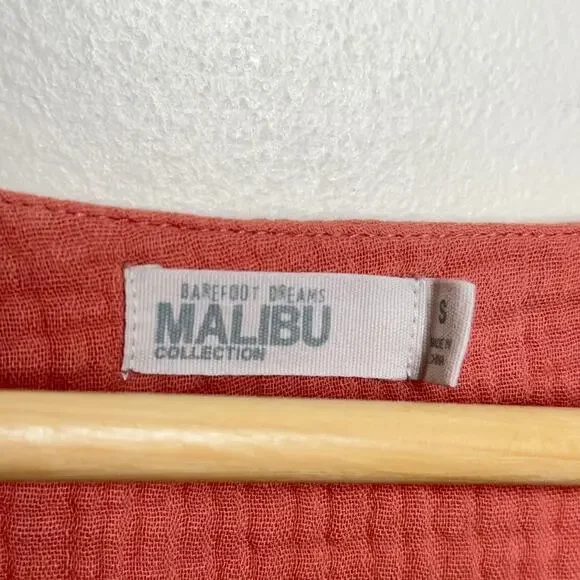 BAREFOOT DREAMS Malibu Sun Soaked Crinkle Cotton Gauze Caftan Maxi Dress {II26} - Picture 8 of 9